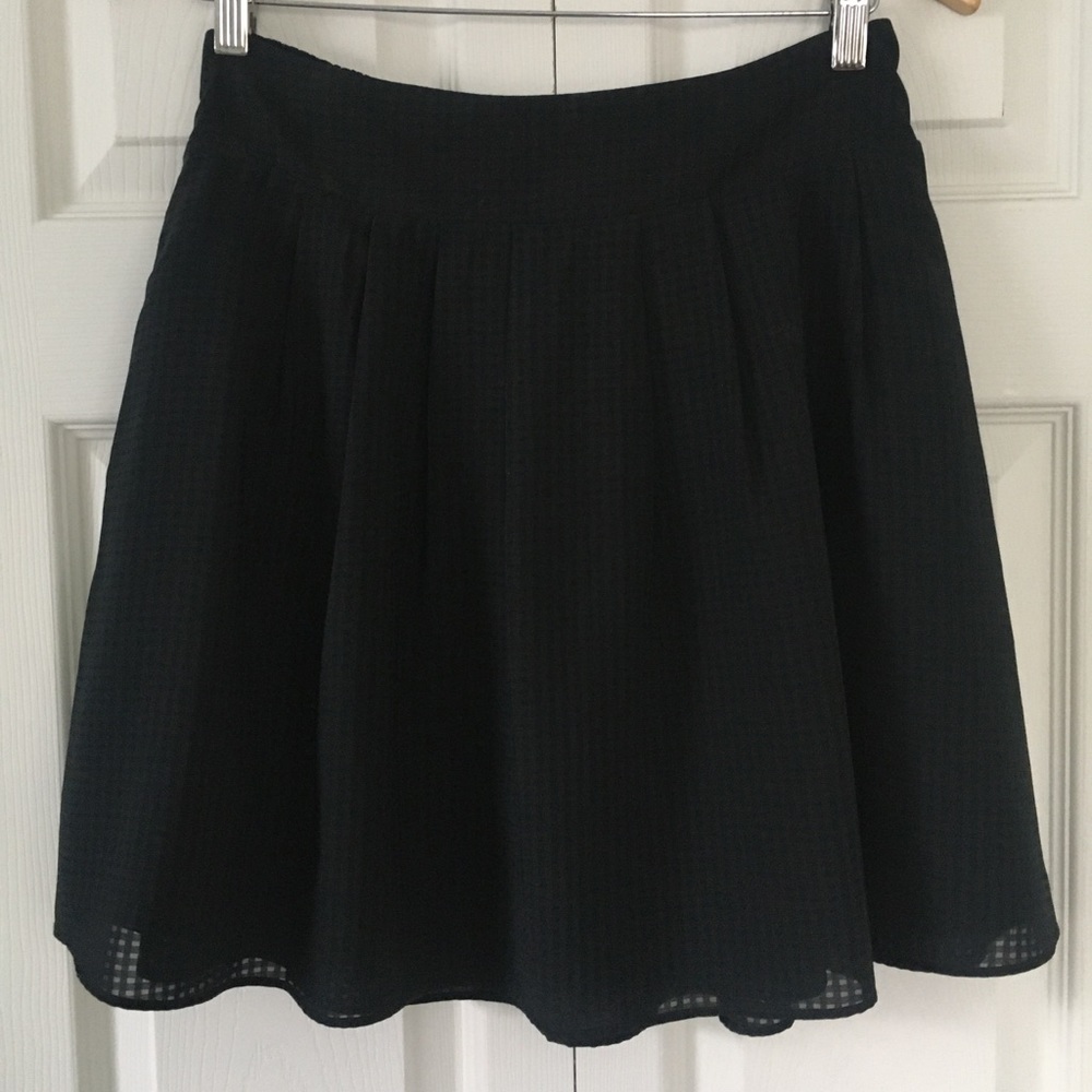 Black Sheer Checked Lined Mini Skirt